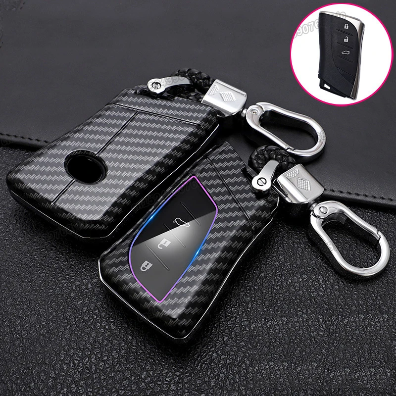 carbon fiber car key case bag shell keychain for lexus es 2018 2019