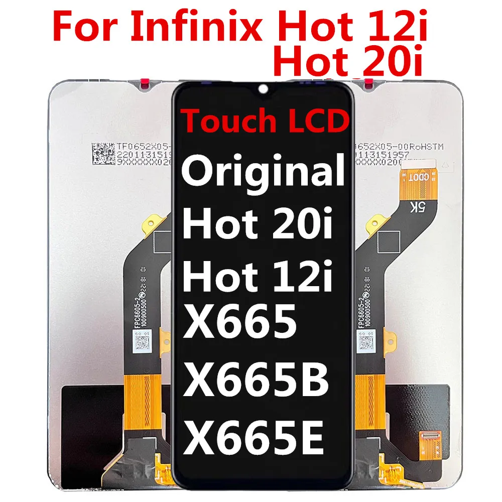 

100% Originial 6.6 inch For Infinix Hot 12i X665 X665B Hot 20i LCD Display Touch Screen Digitizer Assembly Panel Replacement