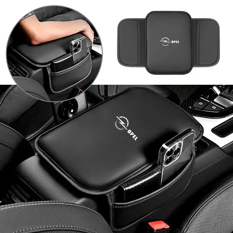 Car Arm Rest Cover Cushion Anti Scratch Armrest Box Pad with Storage Pocket For Opel Astra j Insignia Astra g Corsa Zafira b