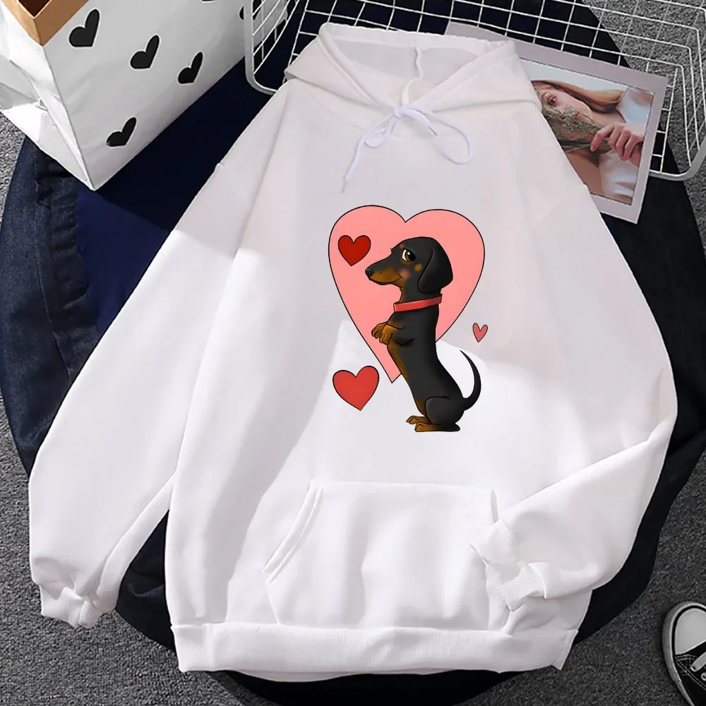 

Dachshund Heart Printing Hoodies Cute Animal Graphic Clothes Male/female Casual Pullovers Autumn Winter Soft Fleece Sweatshirts