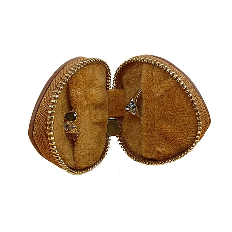 

F42F Удобный держатель для ключей Компактная кожаная дорожная сумка Органайзер для ювелирных изделий в форме сердца для сережек