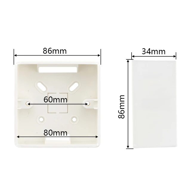 SRAN-caja de montaje externo, 86mm x 86mm x 35mm para interruptores y  enchufes estándar de 86mm x 86mm, aplicable para cualquier posición de  superficie de pared - AliExpress