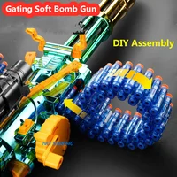 Gatling Chain Action Soft Bomb Gun 115CM Large Size Electric Burst EVA Soft DIY Assembe Chain Soft Bullet Gatling Heavy Machine 2