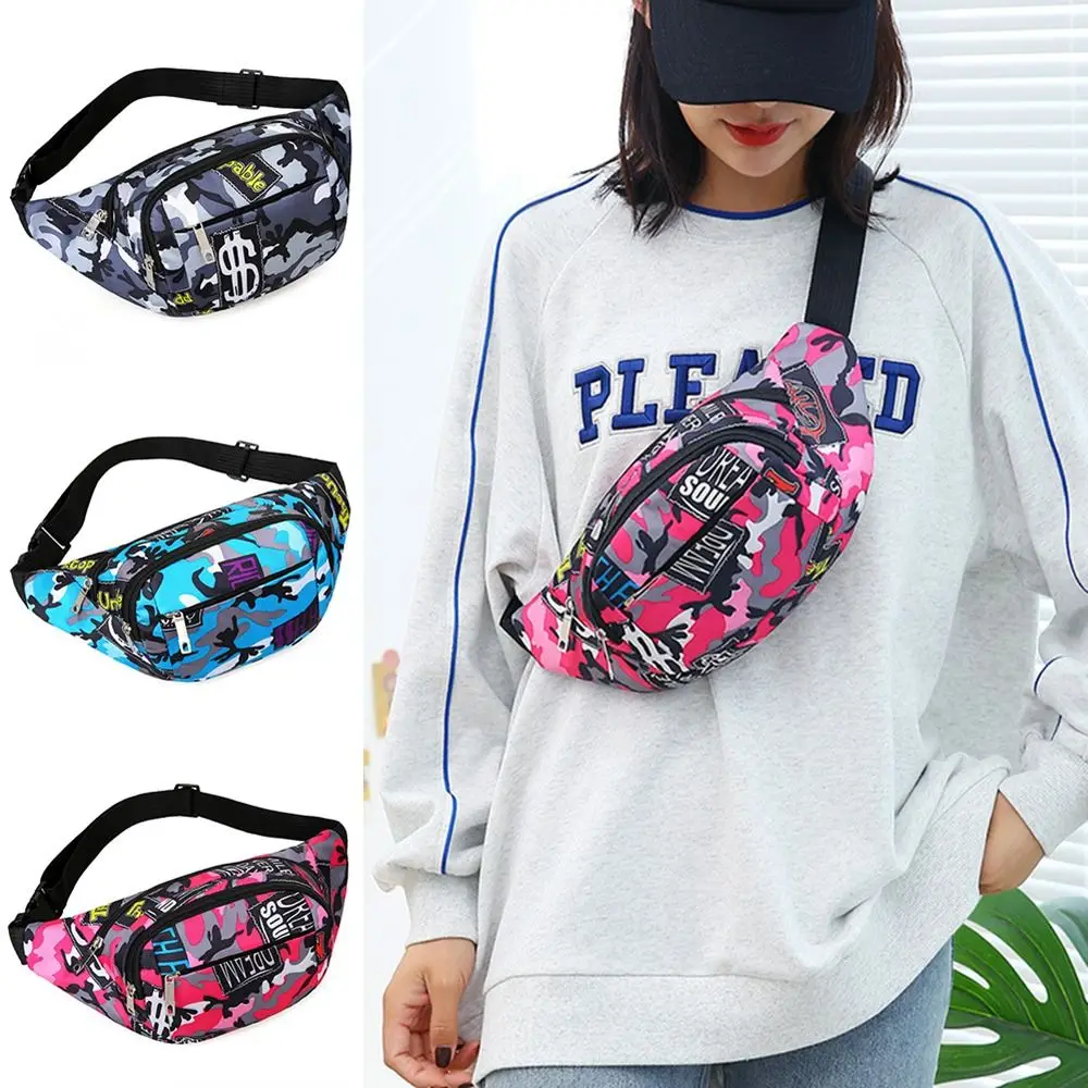 

Flower Pattern Waist Bag Portable Waterproof Large Capacity Fanny Pack Printing Oxford Cloth Chest Bag Outdoor Sports