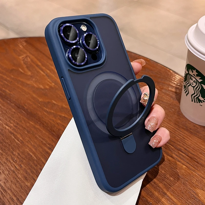 thumbnail image 1 of Luxury Magsafe Wireless Charging Case For iPhone 11 12 13 14 15 Pro Max Plus Magnetic Ring Bracket Camera Protection Cover, 1 of 5