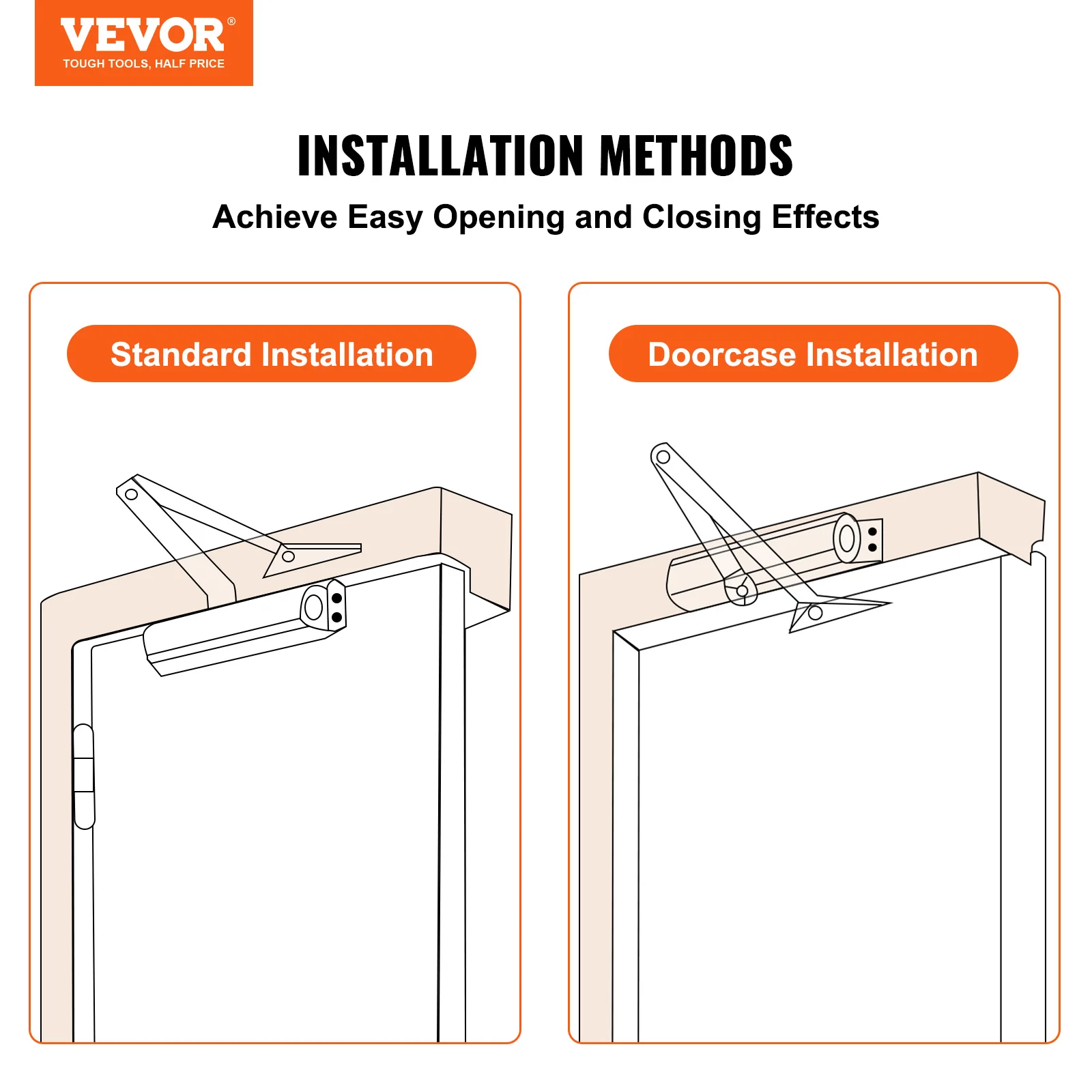 VEVOR Door Closer Commercial or Residential Use Automatic Hydraulic Cast Aluminum For Door Weights 100/ 150/ 187/ 330 Lbs