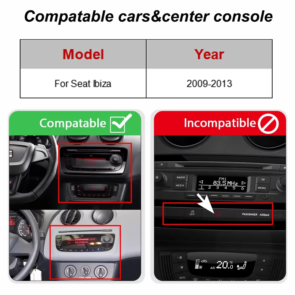 Para Seat Ibiza 6j 2009-2013 Pantalla Multimedia Linux de 7 Pulgadas con CarPlay Inalámbrico, Android Auto, Mirror Link, Airplay, GPS, BT y Radio para Auto 6