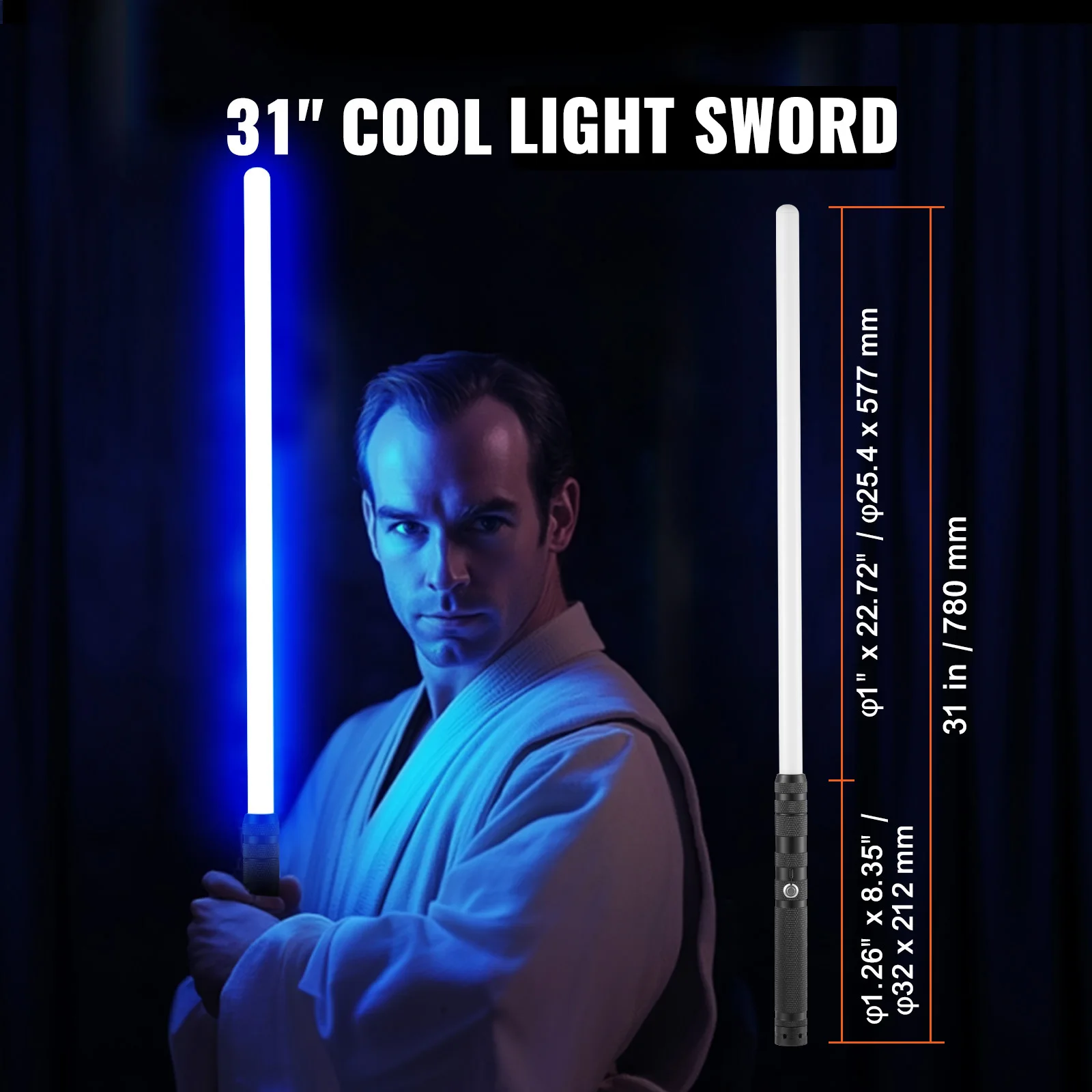 SucceBuy Lightsaber Dueling Light Saber with 14 RGB Colors FX Sound and Realistic Handle Rechargeable Light Up Swords Saber