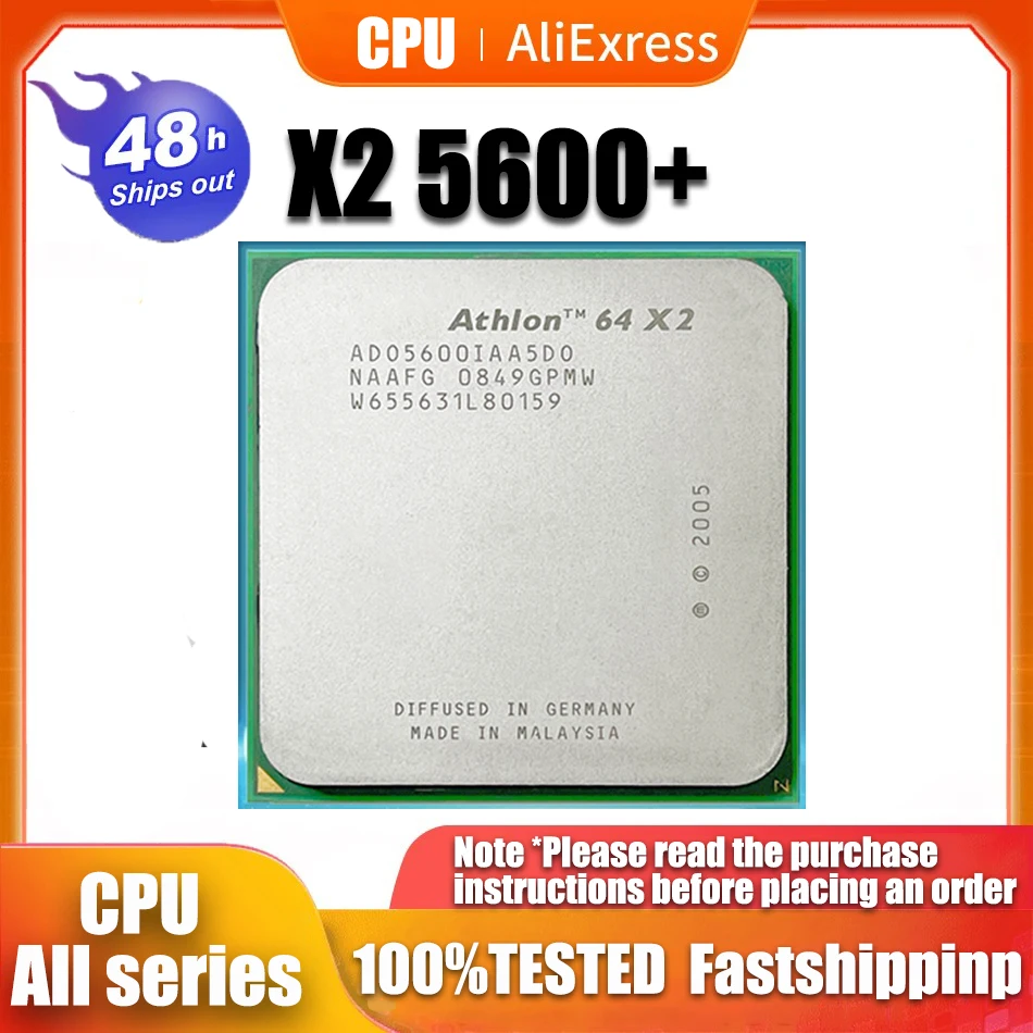 Amd Athlon 64 X2 5600 + 2.8 Ghz Processore Cpu Dual-Core Presa Muslimex Am2