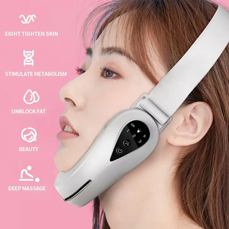 Intelligent V-face beauty instrument EMS micro-current facial lifting and firming LED red and blue light facial massager ems electronic beauty instrument micro current rejuvenation instrument 3d roller lift tight eye facial massage