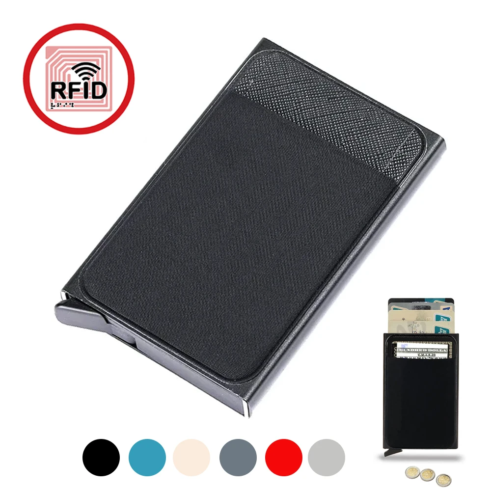 credit card wallet Rfid smart metal slim pop up minimalist men black male purse money bags