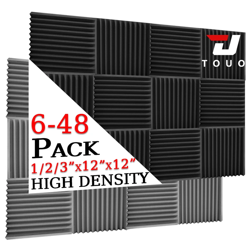 TOUO 6-24 Pack Studio Acoustic Foam Recording Studio Acoustic Foam Wedge Wall Panels Room Sound Insulating Foam