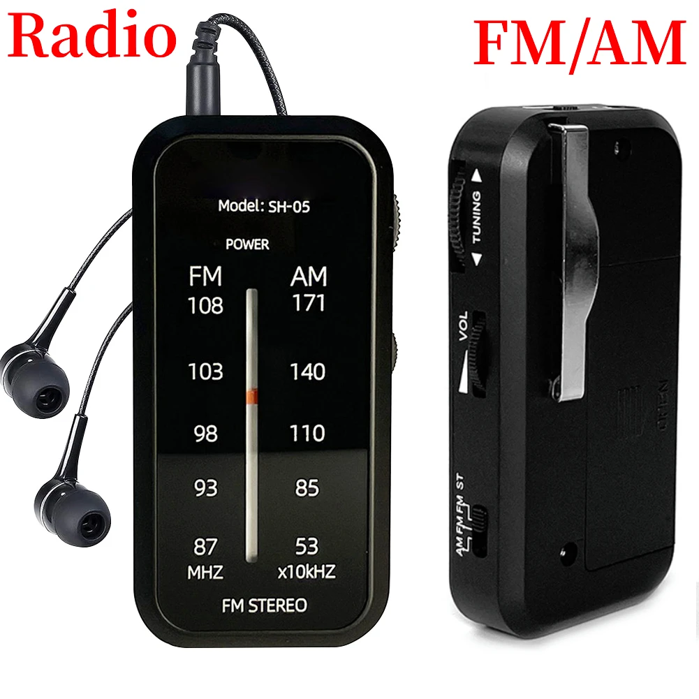 Multifunctional Radio Mini walkman AM FM Radio Hand Stereo Portable Radios Portable Music Playe AAA Batteries with Headphones