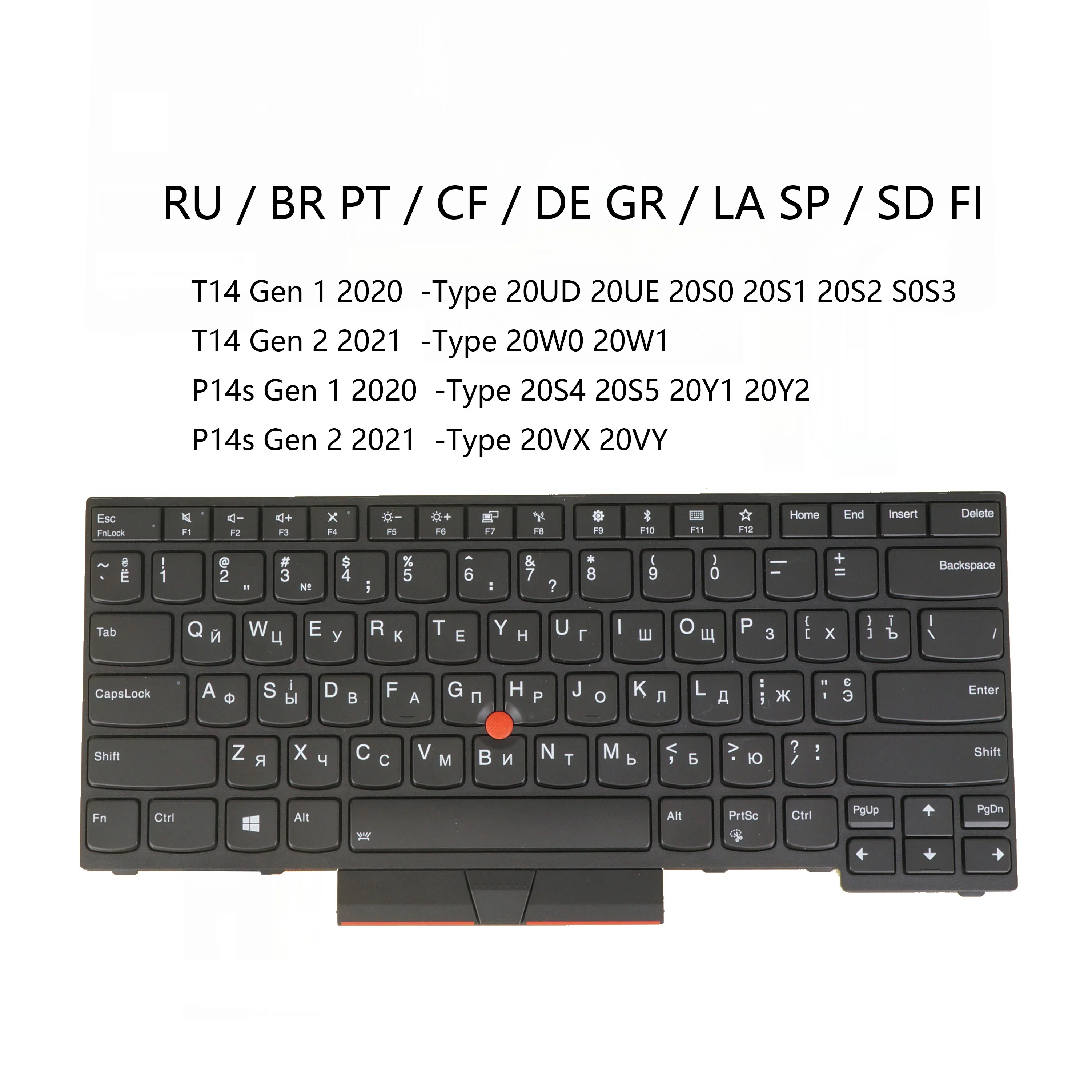 Tastiera Retroilluminata Per Lenovo Thinkpad T14 Gen 1/2, P14S Gen 1/2 Russo Portoghese Canadese Tedesco La Spagnolo Svedese Finlandese