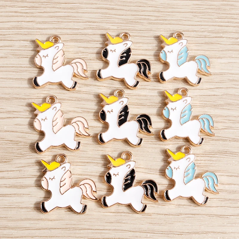 

10pcs 21x18mm Cartoon Horse Charms Alloy Enamel Animal Charms Pendants for Jewelry Making Earrings Necklace DIY Crafts Supplies