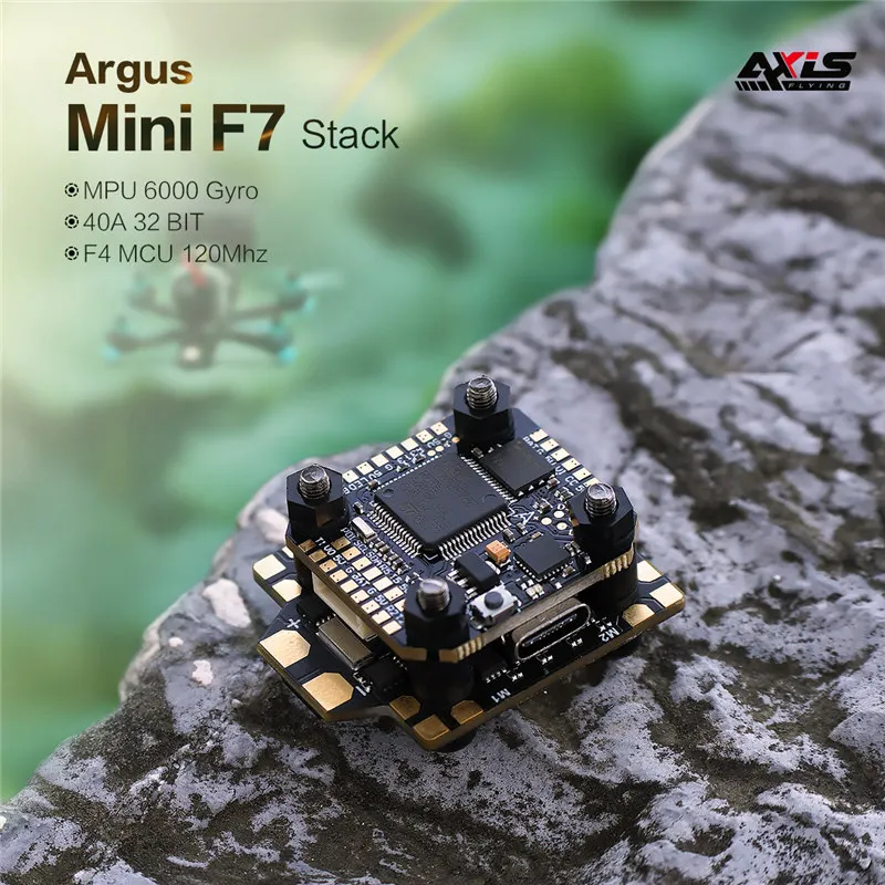 

AxisFlying Argus Mini F7 STACK 40A MPU6000 F722 Flight Controller BLHELI32 40A 4in1 ESC 4-6S 20X20mm for FPV Freestyle Drone
