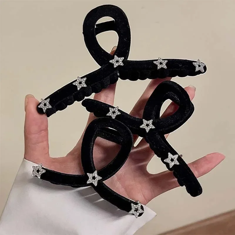 

Retro Flocking Star Hair Claw Clip Female Vintage Large Plate Hairpins Barrettes Shark Clip Headdress For Women Hair Accessories