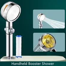 

2022 New Propeller Driven Shower Head with Stop Button and Cotton Filter Turbocharged High Pressure Handheld Shower Nozzle