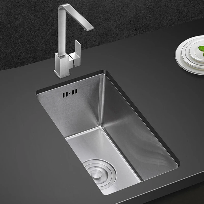 304 Stainless Steel 3mm Thickness Mini Manual Sink Set Single Bar Counter Balcony Kitchen Small Sink