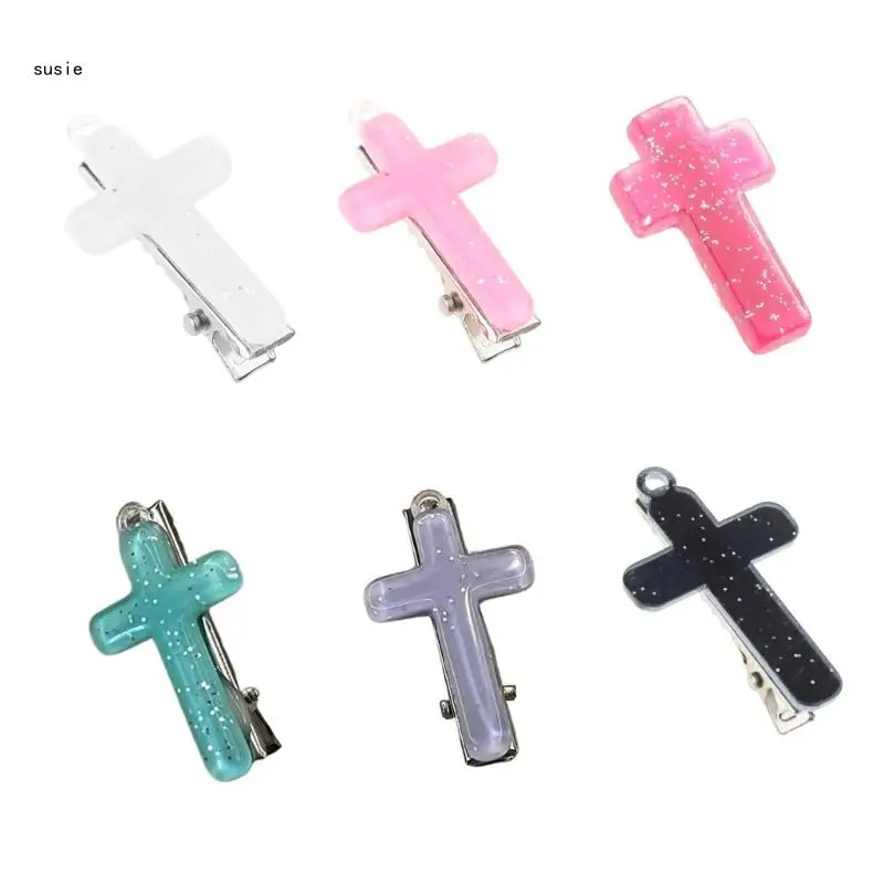 

X7YA Маленькая заколка для волос Y2K Стайлинговые заколки для волос Металлическая шпилька «Утконос» Блестящий крест Декоративные