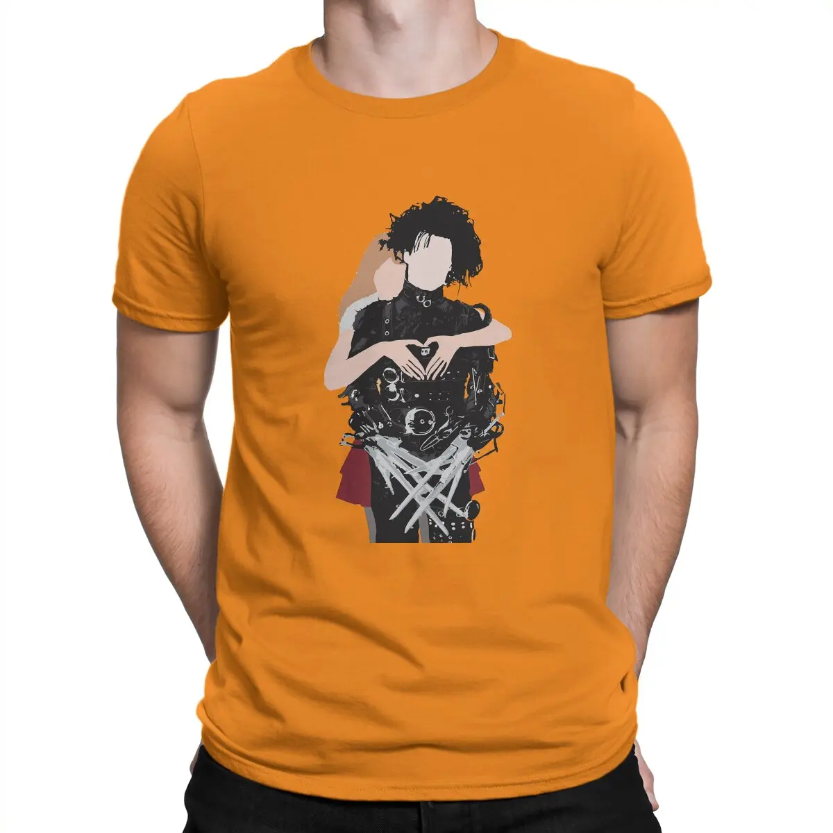 thumbnail image 1 of Camisetas para hombre con estampado de corazón, camisetas novedosas de algodón, camiseta de manga corta de Eduardo Manostijeras, ropa de cuello redondo, idea de regalo, 1 of 7