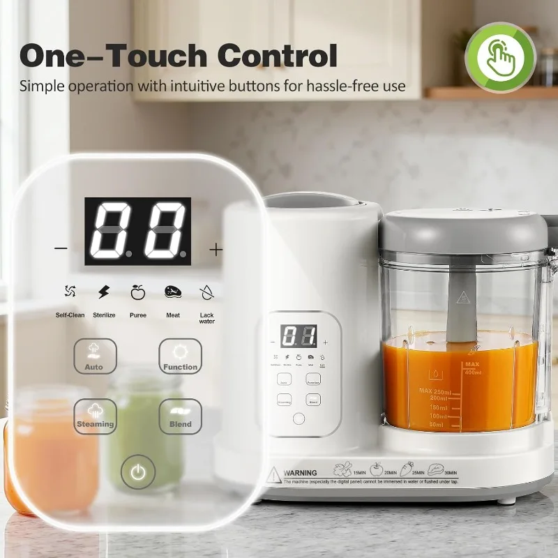 Baby Food Maker Steamer Blender 4 in 1 Auto Steam Blend and Puree Maker Self-Clean for Healthy Baby Toddler Meal Prep BPA-Free 4