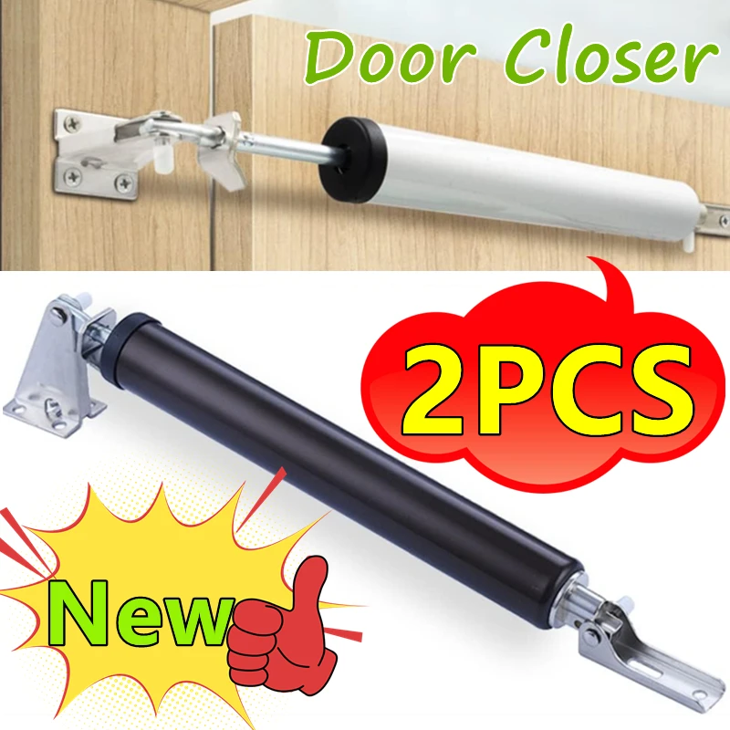 2/1Pc Gas Spring Automatic Door Closer 90 Degrees Within The Positioning Stop Mute Soft Closing Device Adjustable Buffer Force
