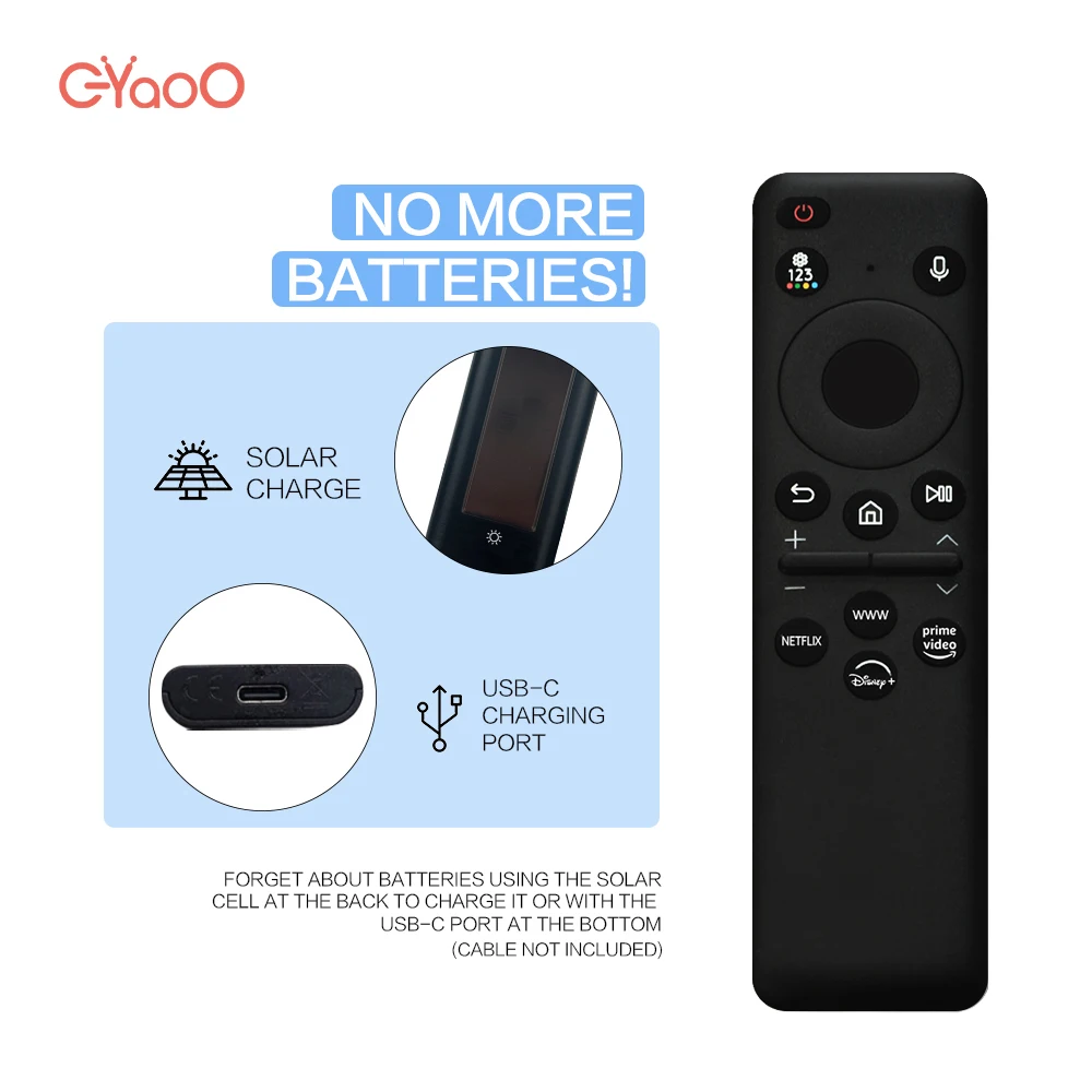 Substituição do controle remoto solar para Samsung Smart TV, compatível com Neo QLED, 8K, série 4K, BN59-01432J