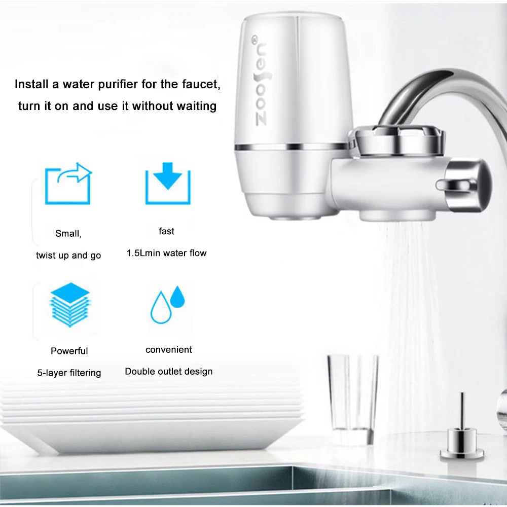 Kitchen Faucet Water Purifier Clean Water Filter Washable Ceramic Percolator Filtro Rust Bacteria Removal Replacement Filter hipicok tap water purifier water filter kitchen faucet washable ceramic percolator water cleaner remove impurities bacteria rust