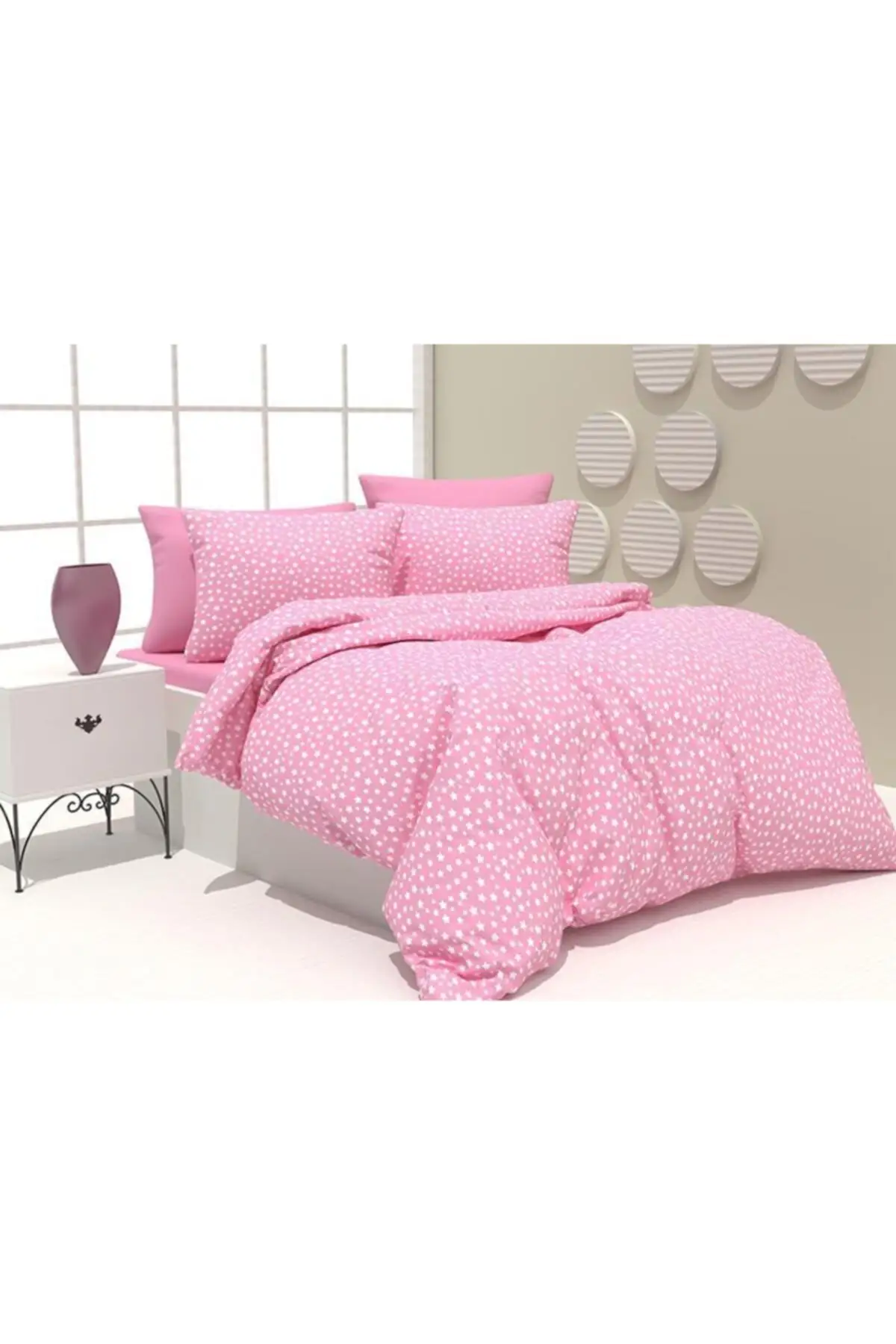 

Duvet Cover Set Single Kislik Ranforce Star Pink (No Sheets) Cotton-Polyester 160x220 Person Set Bedroom