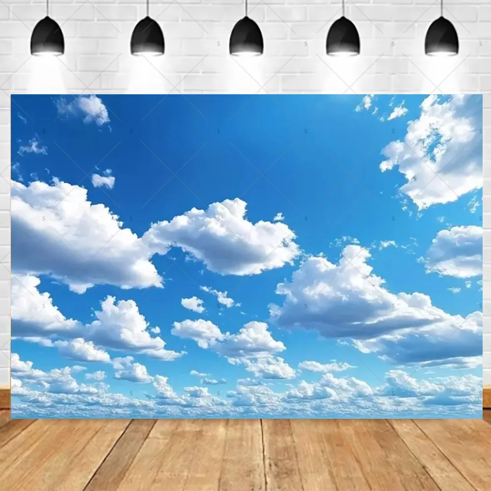 Dreamy Blue Sky and White Clouds Photography Backdrop for Wedding and Party Décor