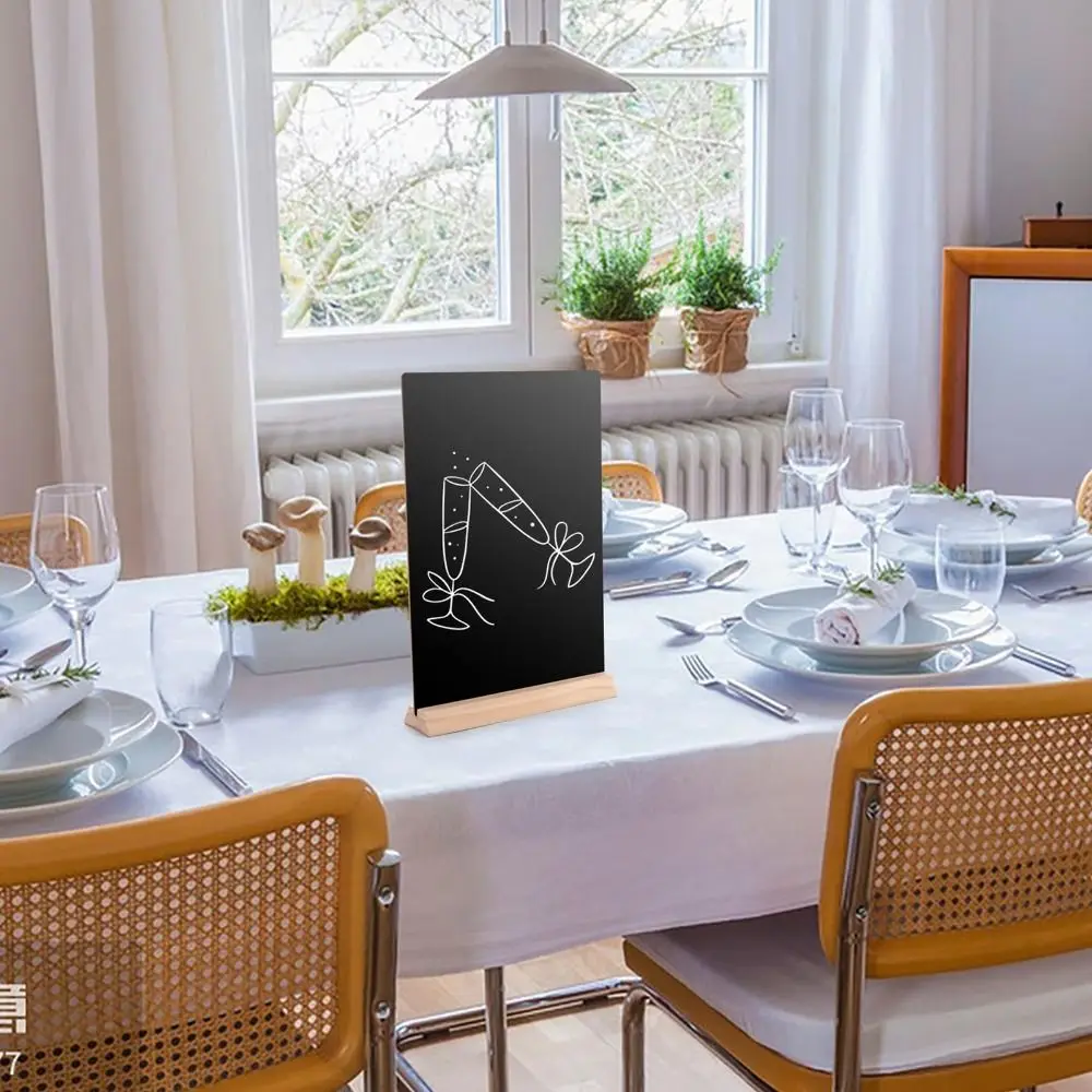 Wooden Blackboard Wooden Chalkboard 4Pc Tabletop Chalkboard Sign with Base Stand Menu Chalk Board Sign Store Food Signs, Message Boards for Party Wedding Restaurant