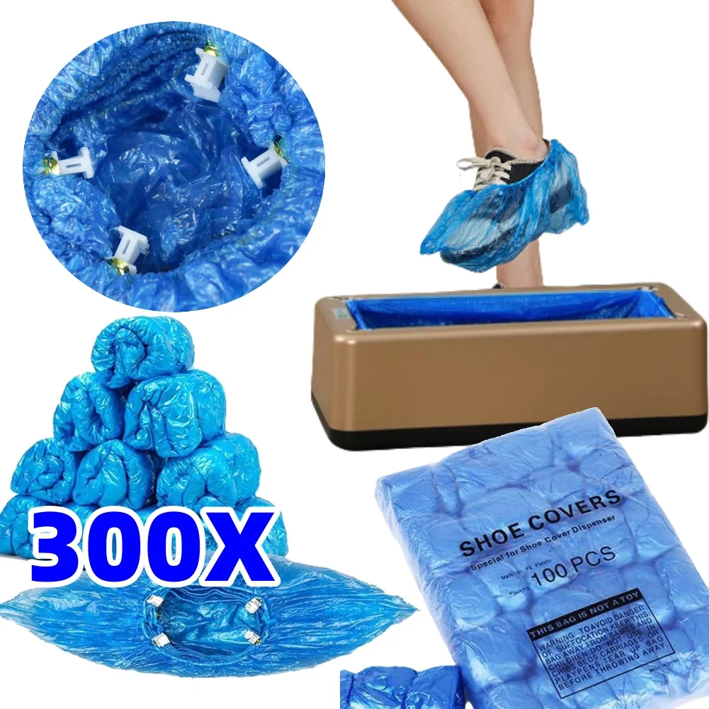 Portable PE Blue Shoe Covers with T Buckles for Rainy Floors