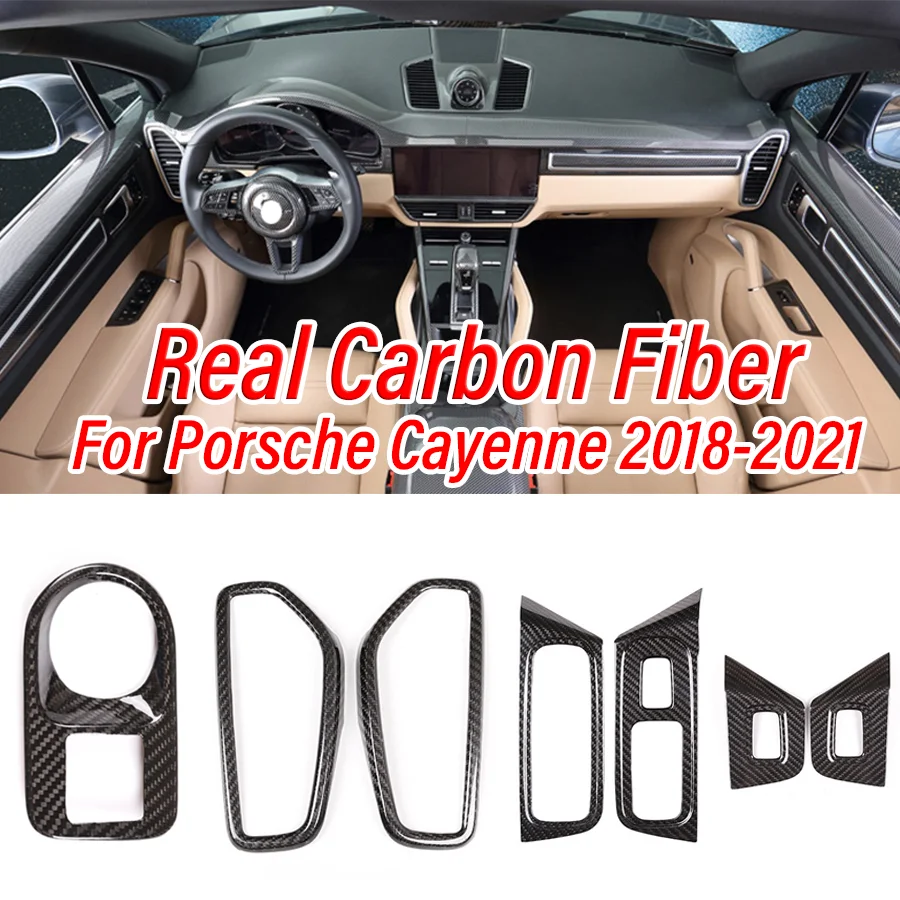 

Оригинальная панель переключателя окон из углеродного волокна, отделка, наклейки на вентиляционные отверстия, аксессуары для интерьера автомобиля Porsche Cayenne 2018 2019 2020