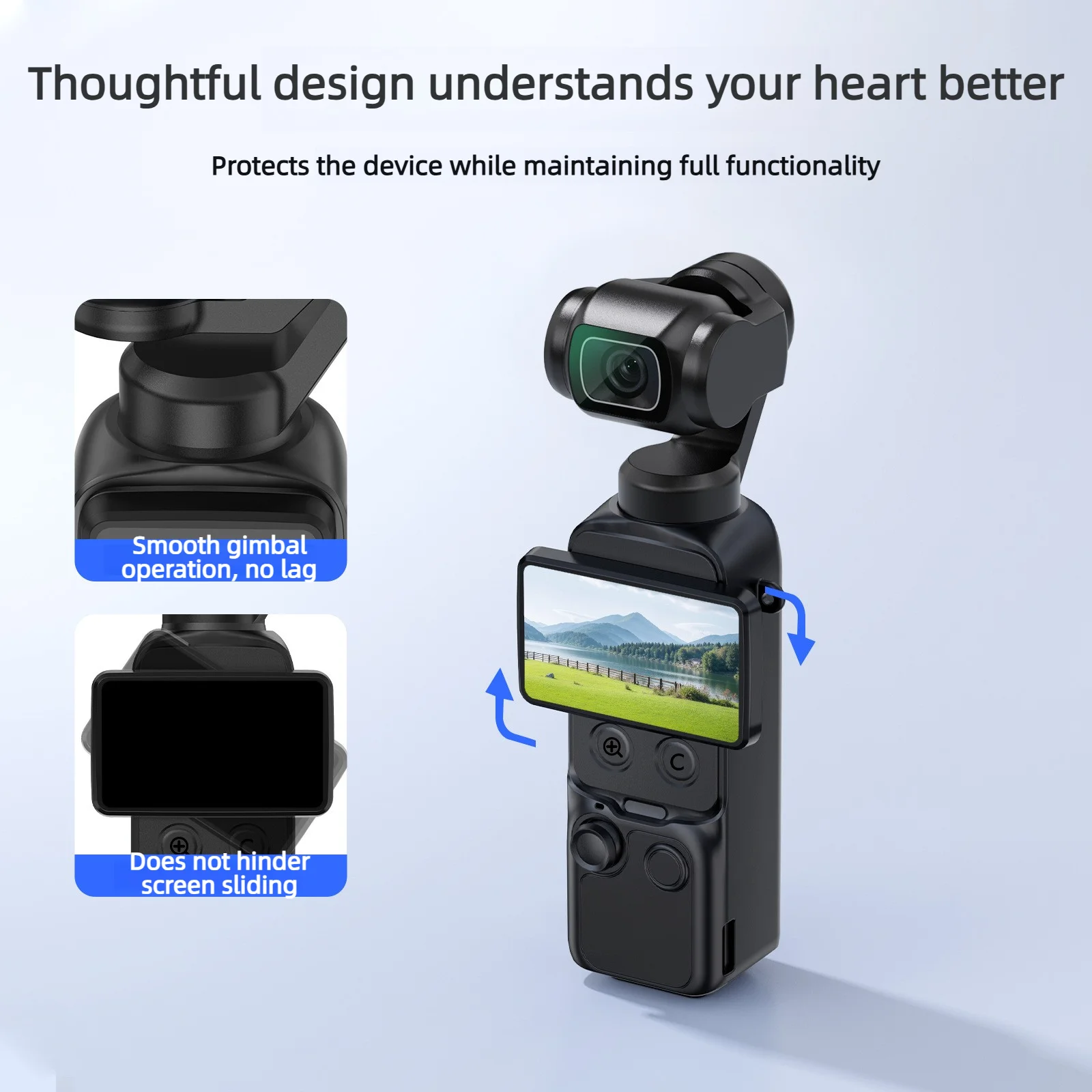 휴대용 카메라 실리콘 보호 쉘 DJI Pocket 4와 호환 가능 미끄럼 방지 방진 보호 슬리브(렌즈 가드 포함)