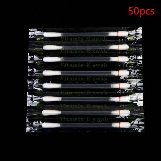 50pcs Vitamin E Oil Swabs Stick Disposable VE Cotton Swab Protect Lip