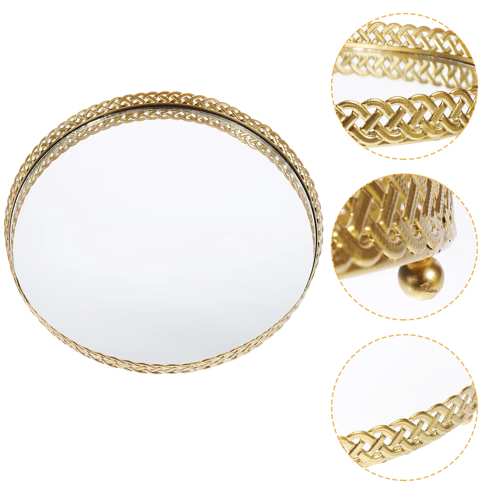 

Jewelry Storage Plate Mirror Surface Jewelry Display Tray Bedroom Trinket Dish Lipstick Holder