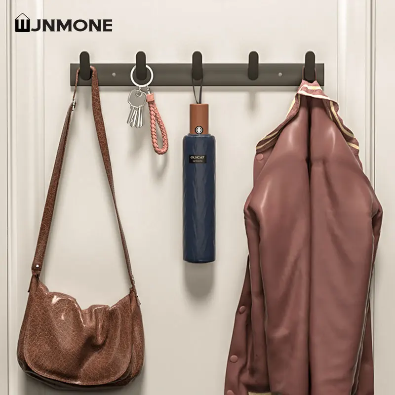 WJNMONE Black Coat Hanger Wall Hooks Wall Mount Self Adhesive Coat Robe Hooks Rack Back Door Bathroom Towel Rack