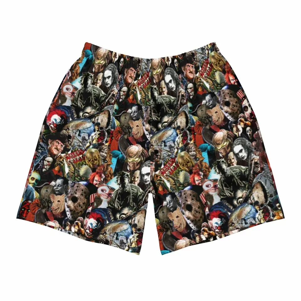 2024 Men's Shorts Summer Shorts Casual Shorts Pocket Drawstring Horror Movie Breathable Short Fashion Streetwear beach pants 3