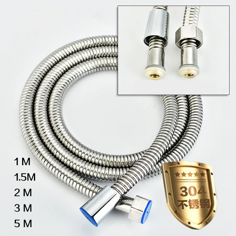 Shower Hose 304 Stainless Steel Shower Hose Encryption Explosion-proof Faucet Hose Flexible Thick Spring Tube Bathroom 1.5/2/3m Shower