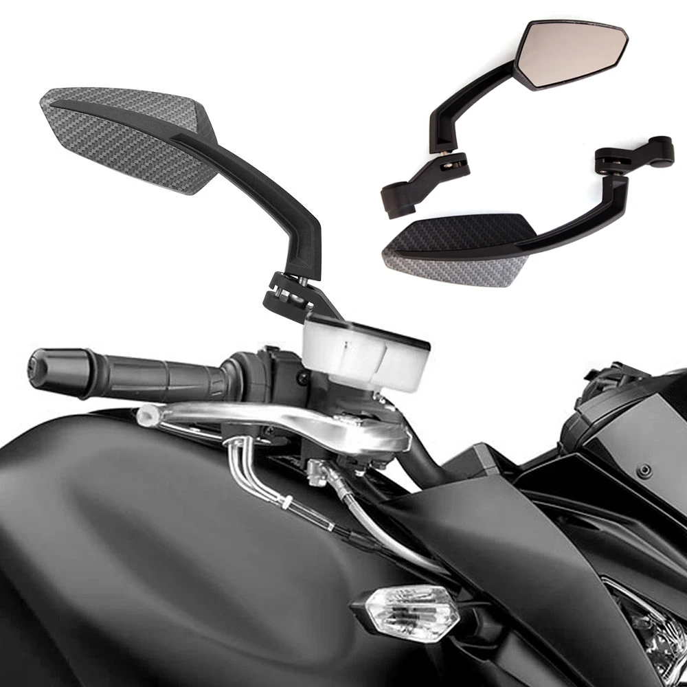 

Universal Carbon Fiber Look Housing Motorcycle Rear View Side Mirrors 8mm 10mm For Cafe Racer Honda Yamha Suzuki Scooter