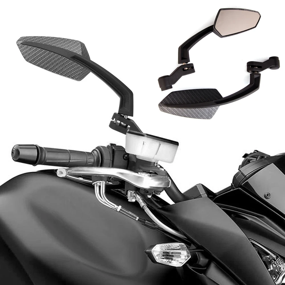 Universal Carbon Fiber Look Housing Motorcycle Rear View Side Mirrors 8Mm 10Mm For Cafe Racer Honda Yamha Suzuki Scooter