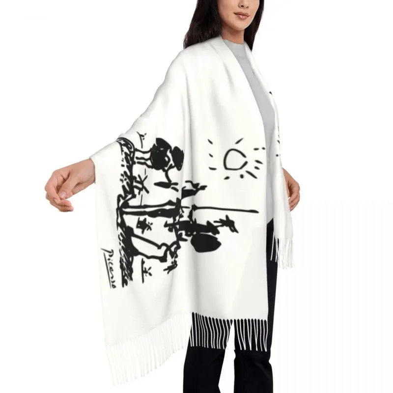 

Pablo Picasso Tassel Scarf Women Soft Don Quixote Shawl Wrap Lady Winter Scarves