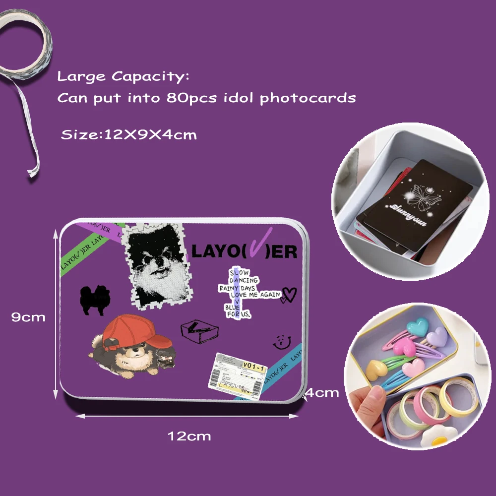 Photocards Storage Box Kpop JIMIN MUSE Album LAYOVER V JIN HAPPY Adgust D Golden TAEKOOK Idol Lomo Card Holder Tinplate Tin Boxe 2