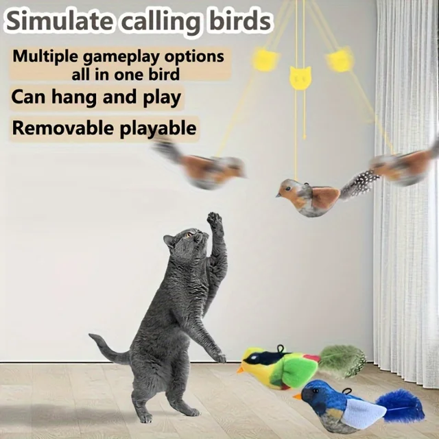 Automatic Chirping Cat Toy - Motion Activated with Catnip & Feathers, Chew-Proof Interactive Pet Game for Indoor Kittens 5