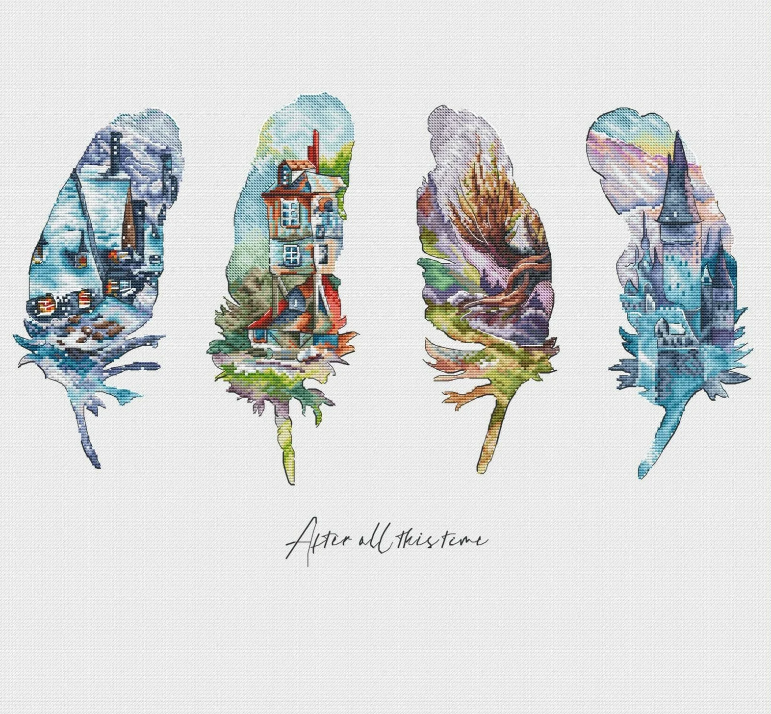 

Набор для вышивки крестиком 14CT 18CT 25CT Набор для вышивки крестиком DIY DMC нитки-серия сезонов, перья 59-42