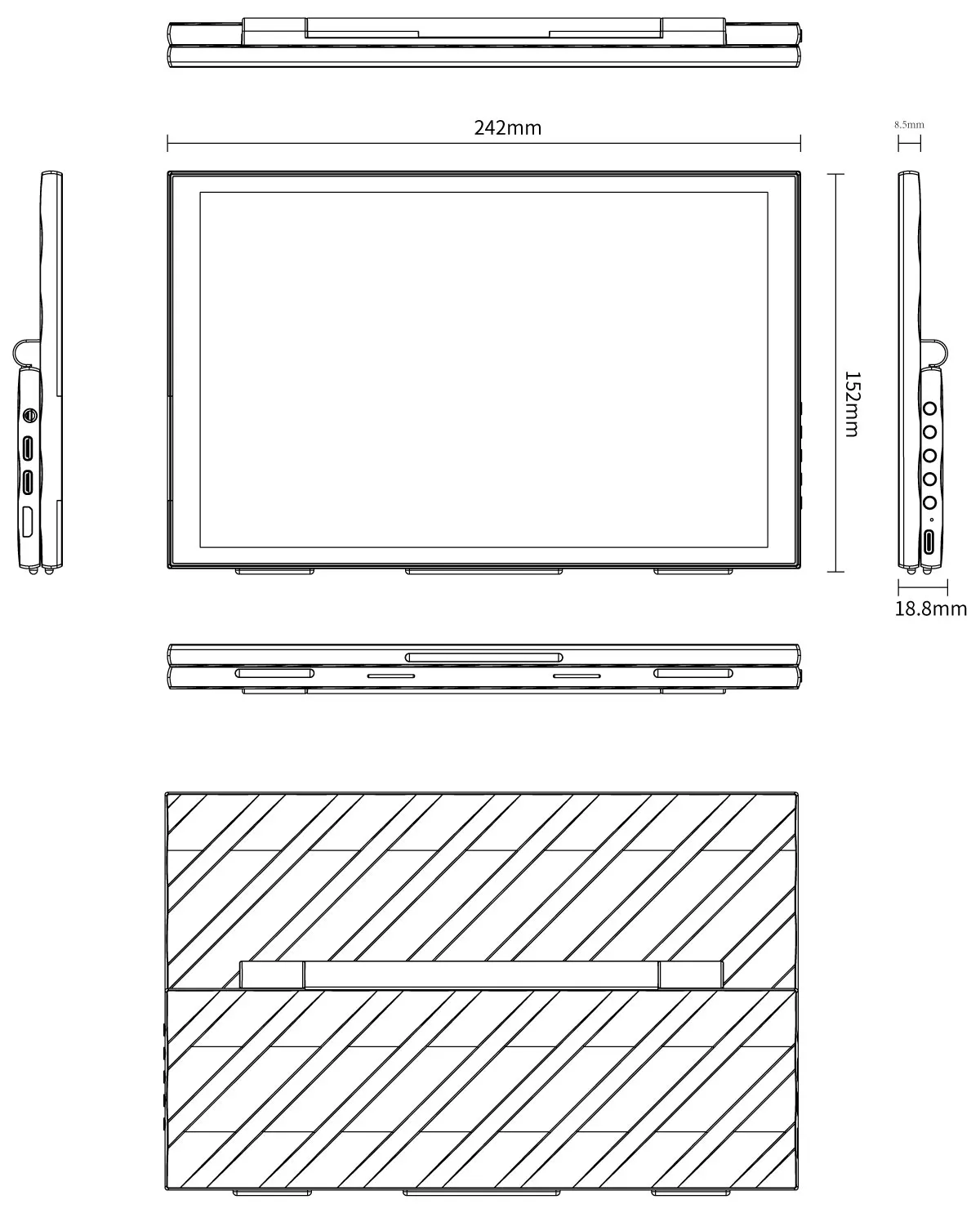 DH101 10.1 Inch Portable Monitor External Screen Computer Display with USB Type-