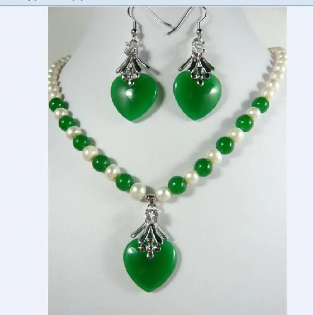 

white Pearl red green Purple white Pearl red gem Necklace heart-shaped pendant earring set gem women's jewelry