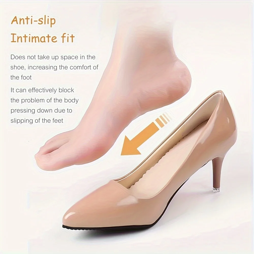 1 Pair Anti-Slip Leather Insoles Self-adhesive Sandals Insoles Breathable and Sweat-absorbent Seven-point Soft Pads