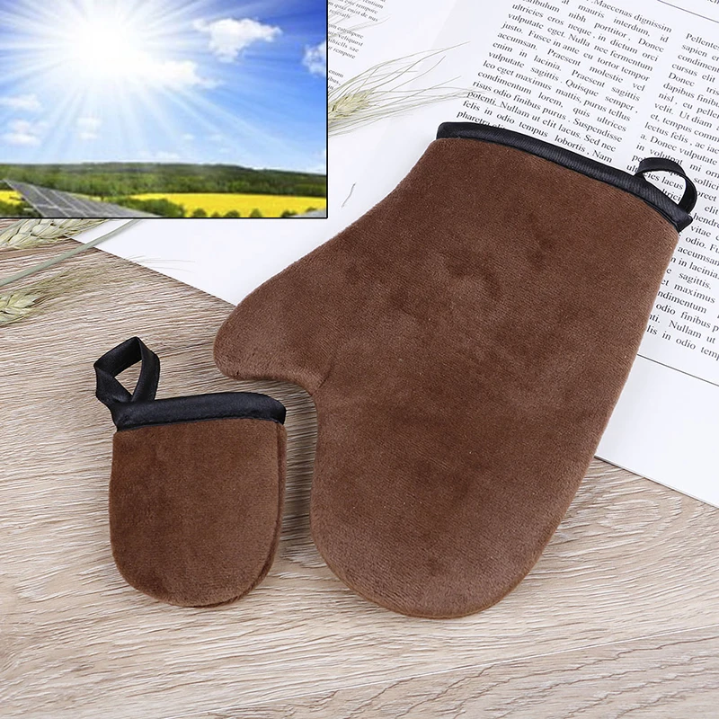 

1pc Brown Finger Glove Reusable Body Self Tan Glove Applicator Tanning Gloves Cream Lotion Mousse Body Cleaning Glove